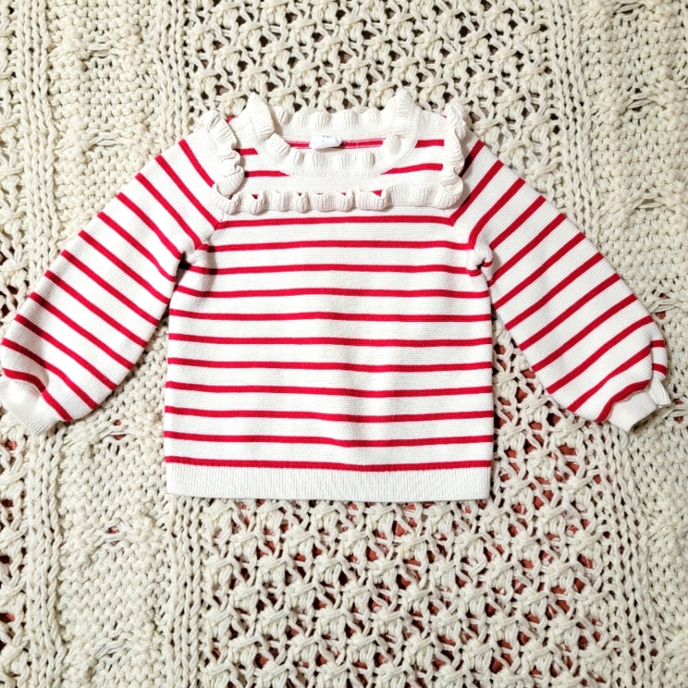 Gap Ruffle Sweater 2 year (toddler) Red and White stripes